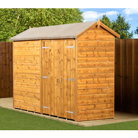 Empire Modular Apex 4x8 dipped treated tongue and groove wooden garden shed double door (4' x 8' / 4ft x 8ft) (4x8)
