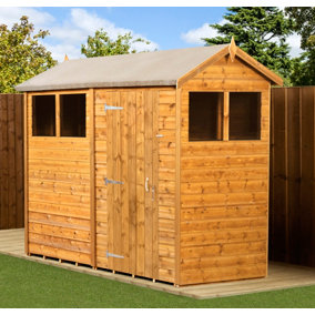 Empire Modular Apex 4x8 Windows dipped treated tongue and groove wooden garden shed (4' x 8' / 4ft x 8ft) (4x8)