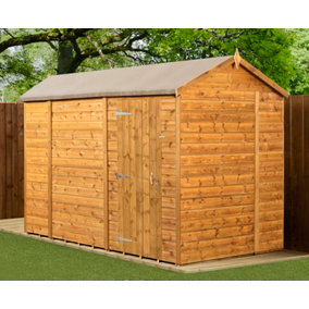 Empire Modular Apex 6x10 dipped treated tongue and groove wooden garden shed single door no windows (6' x 10' / 6ft x 10ft) (6x10)