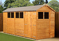 Empire Modular Apex 6x14 dipped treated tongue and groove wooden garden shed double door & windows (6' x 14' / 6ft x 14ft) (6x14)