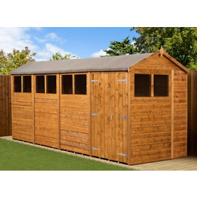 Empire Modular Apex 6x16 dipped treated tongue and groove wooden garden shedDouble Door & Windows (6' x 16' / 6ft x 16ft) (6x16)