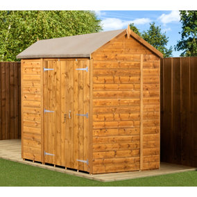 Empire Modular Apex 6x6 dipped treated tongue and groove wooden garden shed double door (6' x 6' / 6ft x 6ft) (6x6)