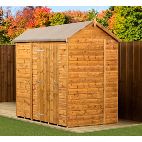 Empire Modular Apex 6x6 dipped treated tongue and groove wooden garden shed single door no windows (6' x 6' / 6ft x 6ft) (6x6)