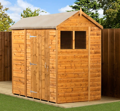 Empire Modular Apex 6x6 Windows dipped treated tongue and groove wooden garden shed (6' x 6' / 6ft x 6ft) (6x6)