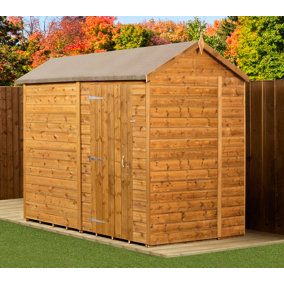 Empire Modular Apex 6x8 dipped treated tongue and groove wooden garden shed  single door no windows (6' x 8' / 6ft x 8) (6x8)
