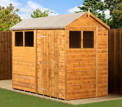 Empire Modular Apex 6x8 dipped treated tongue and groove wooden garden ...