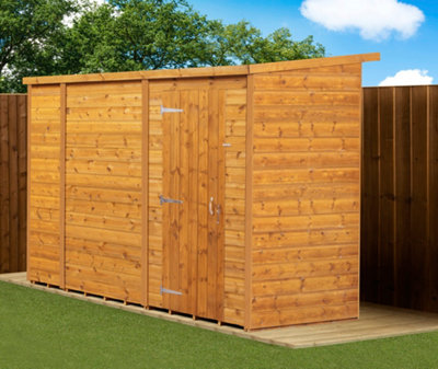 Empire Modular Pent 10x4 dipped treated tongue and groove wooden garden shed single door (10' x 4' / 10ft x 4ft) (10x4)