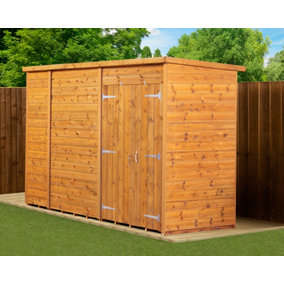Empire Modular Pent 10x4 dipped treated tongue and groove wooden garden shedDouble Door (10' x 4' / 10ft x 4ft) (10x4)