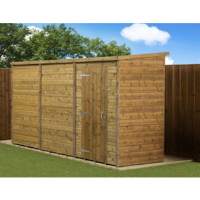 Empire Modular Pent 12x4 dipped treated tongue and groove wooden garden shed single door (12' x 4' / 12ft x 4ft) (12x4)