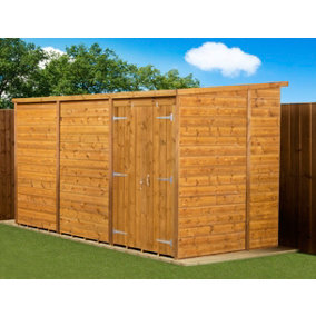 Empire Modular Pent 12x6 dipped treated tongue and groove wooden garden shed double door (12' x 6' / 12ft x 6ft) (12x6)