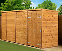 Empire Modular Pent 14x4  dipped treated tongue and groove wooden garden shed double door (14' x 4' / 14ft x 4ft) (14x4)