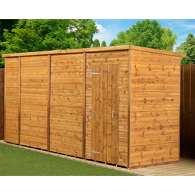 Empire Modular Pent 14x4 dipped treated tongue and groove wooden garden shed single door (14' x 4' / 14ft x 4ft) (14x4)