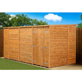 Empire Modular Pent 14x6 dipped treated tongue and groove wooden garden shed  double door (14' x 6' / 14ft x 6ft) (14x6)