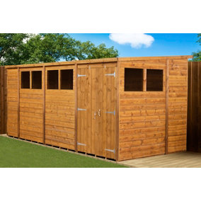 Empire Modular Pent 14x6  dipped treated tongue and groove wooden garden shed double door & windows (14' x 6' / 14ft x 6ft) (14x6)