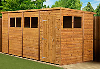 Empire Modular Pent 14x6 dipped treated tongue and groove wooden garden shed with windows (14' x 6' / 14ft x 6ft) (14x6)