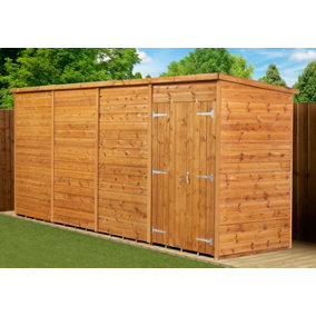 Empire Modular Pent 16x4  dipped treated tongue and groove wooden garden shed double door (16' x 4' / 16ft x 4ft) (16x4)