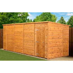 Empire Modular Pent 18x4 dipped treated tongue and groove wooden garden shed With Windows (18' x 6' / 18ft x 6ft) (18x6)