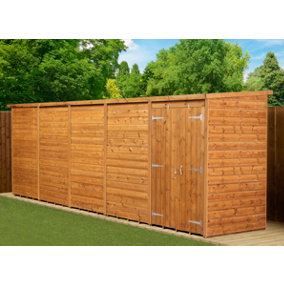 Empire Modular Pent 20x4  dipped treated tongue and groove wooden garden shed Double Door (20' x 4' / 20ft x 4ft) (20x4)