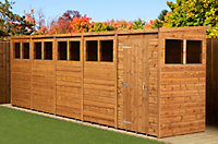 Empire Modular Pent 20x4 dipped treated tongue and groove wooden garden shed with windows (20' x 4' / 20ft x 4ft) (20x4)
