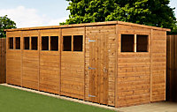Empire Modular Pent 20x6 dipped treated tongue and groove wooden garden shed with windows (20' x 6' / 20ft x 6ft) (20x6)