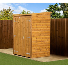 Empire Modular Pent 4x4 dipped treated tongue and groove wooden garden shed double door (4' x 4' / 4ft x 4ft) (4x4)