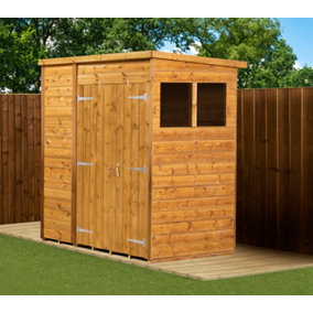 Empire Modular Pent 6x4 dipped treated tongue and groove wooden garden shed double door & windows (6' x 4' / 6ft x 4ft) (6x4)