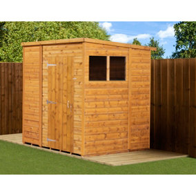 Empire Modular Pent 6x6 dipped treated tongue and groove wooden garden shed with windows (6' x 6' / 6ft x 6ft) (6x6)