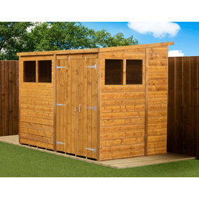 Empire Modular Pent 8x6  dipped treated tongue and groove wooden garden shed double door windows (8' x 6' / 8ft x 6ft) (8x6)