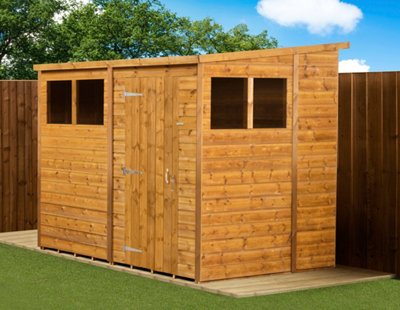 Empire Modular Pent 8x6 dipped treated tongue and groove wooden garden ...