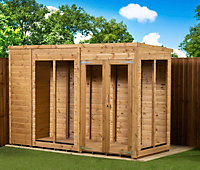 Empire Pent Summerhouse 10X4 dipped treated tongue and groove wooden garden shed double door (10' x 4' / 10ft x 4ft) (10x4)