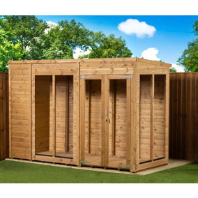 Empire Pent Summerhouse 10X4 dipped treated tongue and groove wooden garden shed double door (10' x 4' / 10ft x 4ft) (10x4)