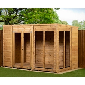 Empire Pent Summerhouse 10X6 dipped treated tongue and groove wooden garden shed double door (10' x 6' / 10ft x 6ft) (10x6)