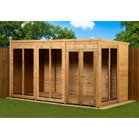 Empire Pent Summerhouse 12X6 dipped treated tongue and groove wooden garden shed double door (12' x 6' / 12ft x 6ft) (12x6)
