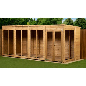 Empire Pent Summerhouse 16X6 dipped treated tongue and groove wooden garden shed double door (16' x 6' / 16ft x 6ft) (16x6)