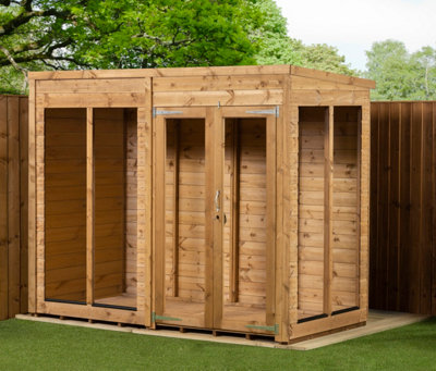 Empire Pent Summerhouse 8X4 dipped treated tongue and groove wooden garden shed double door (8' x 4' / 8ft x 4ft) (8x4)