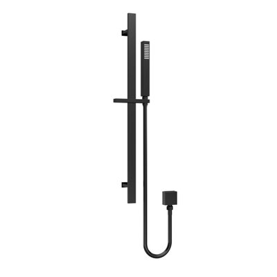Empire Rectangular Slider Rail Kit with Outlet Elbow - Matt Black - Balterley