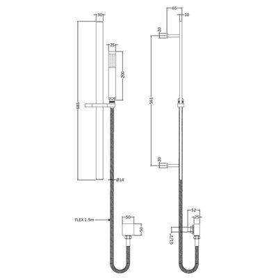 Empire Rectangular Slider Rail Kit with Outlet Elbow - Matt Black - Balterley