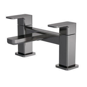 Empire Square Deck Mounted Bath Filler Tap - Brushed Pewter - Balterley