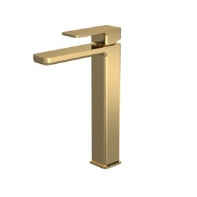 Empire Square High-Rise Mono Basin Mixer Tap - Brushed Brass - Balterley