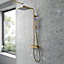 Empire Square Thermostatic Shower Kit with Fixed Head & Adjustable Handset - Brushed Brass - Balterley