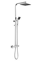 Empire Square Thermostatic Shower Kit with Fixed Head & Adjustable Handset - Chrome - Balterley