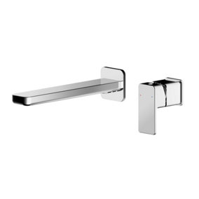 Empire Square Wall Mount 2 Tap Hole Basin Mixer Tap - Chrome - Balterley