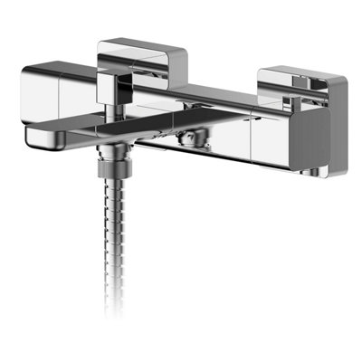 Empire Square Wall Mount Thermostatic Bath Shower Mixer Bar Valve Tap (Kit Not Included) - Chrome - Balterley