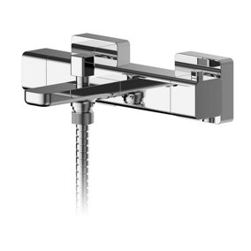 Empire Square Wall Mount Thermostatic Bath Shower Mixer Bar Valve Tap (Kit Not Included) - Chrome