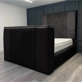 Emri Plush Velvet Black TV Bed Frame