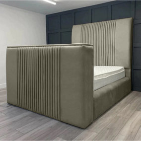 Emri Plush Velvet Grey TV Bed Frame