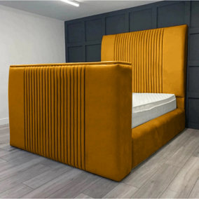 Emri Plush Velvet Mustard TV Bed Frame