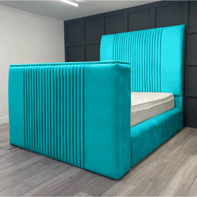 Emri Plush Velvet Teal TV Bed Frame DIY at B&Q