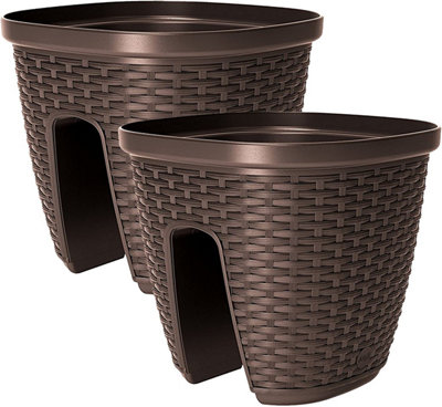 Emsa 2PC Brown Casa Mesh Railing Pots 30cm x 30cm x 26cm