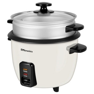 EMtronics 0.6L Rice Cooker 350w with Non-Stick Pot & Keep Warm Setting ...